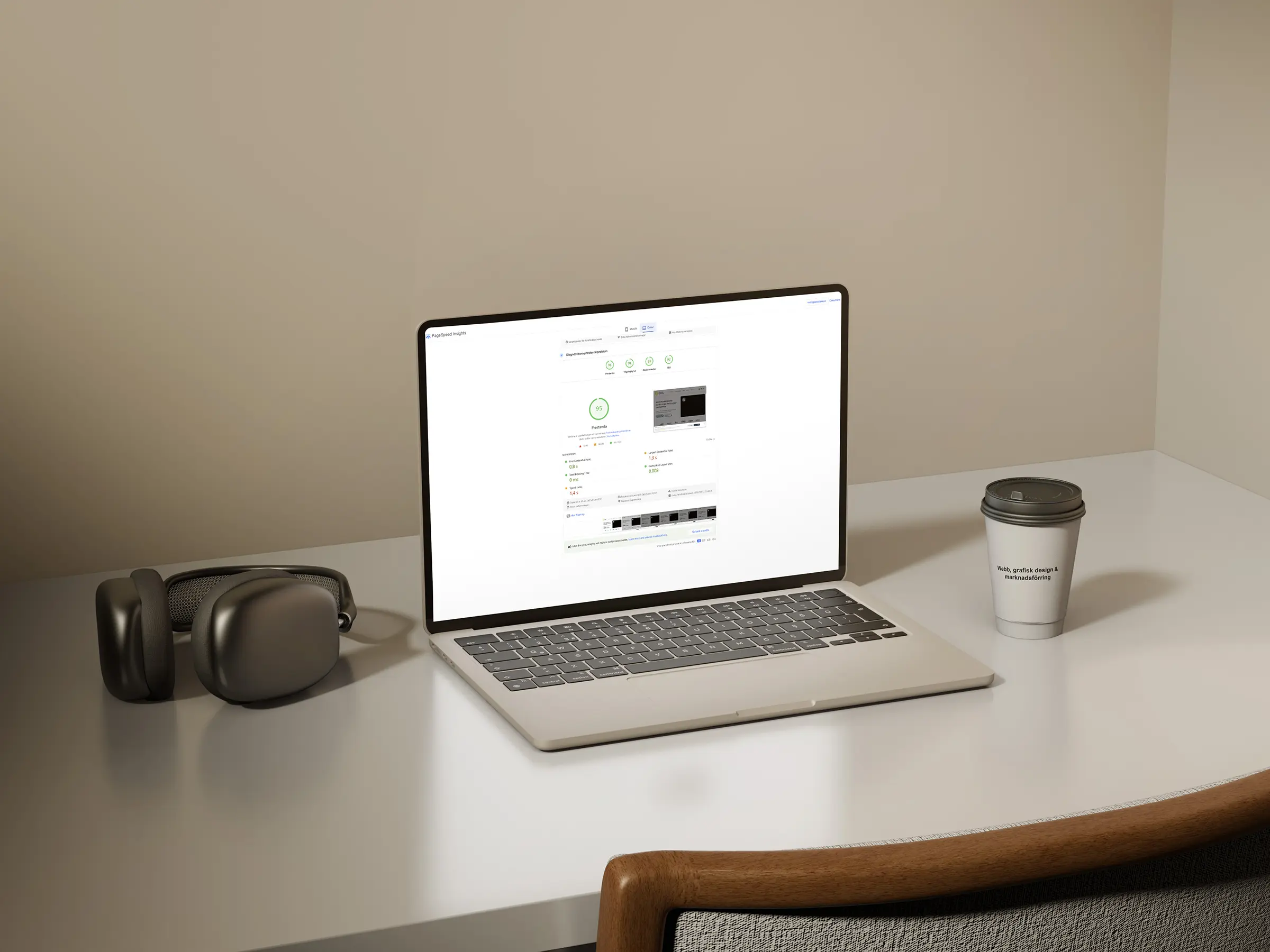 Displays a free analysis done on a web page